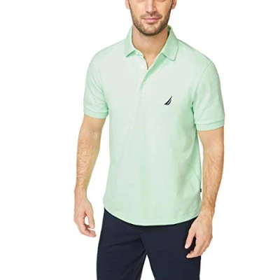 Abbildung von Nautica Herren Short Sleeve Solid Stretch Cotton Pique Polo Shirt Polohemd, Eschengrün, Groß