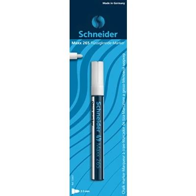 Abbildung von Schneider Maxx 265 Kreidestift (2 3 mm Strichstärke, feucht abwischbar, wasserbasiert, geruchsneutral) weiß