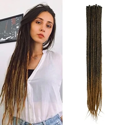 Abbildung von Dünne 0,6cm Lange Synthetische Dreadlock Verlängerungen Handgefertigtes 20 Zoll Strang Häkelhaar Gehäkelte Zöpfe Hip Hop Style Soft Dreads Haarverlängerungen, MT1B 27#