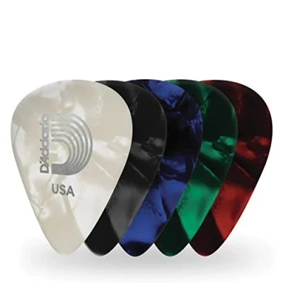 Abbildung von D&#039;Addario Plektrum Plektren Gitarre Pearl Celluloid Guitar Picks Gitarren 1CBUP6 10 Blue, Heavy Stück