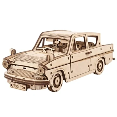 Abbildung von UGEARS Harry Potter Fliegenden Ford Anglia 3D Puzzle Modellbau Holzpuzzle Erwachsene Holz Auto Modellbausatz Basteln Spielzeug DIY Set mit Federmotor Und Schleudersitze