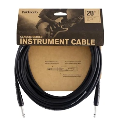 Abbildung von D&#039;Addario Gitarrenkabel Classic Series Instrumentenkabel 1/4 Zoll Stecker auf 6.096 Zähler 1 Packung