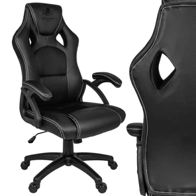 Abbildung von KRAKEN CHAIRS Gaming Stuhl Bürostuhl Sessel Ergonomischer Gamer Höhenverstellbarer Armlehne Lendenkissen Schreibtischstuhl Schwarz