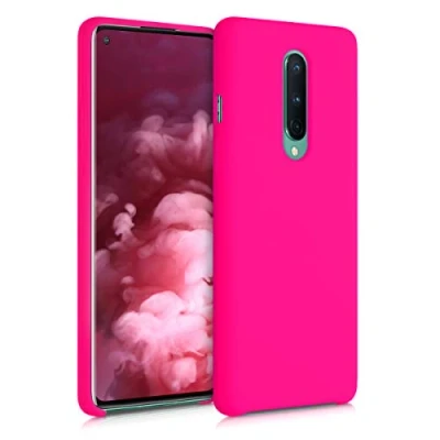Abbildung von kwmobile Hülle kompatibel mit OnePlus 8 (2020) Silikon Handy Case Handyhülle weiche Oberfläche kabelloses Laden Neon Pink