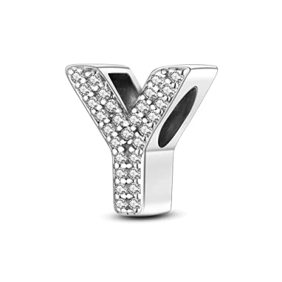 Abbildung von TINSLO Charm Anhänger Damen Buchstabe Y für Armband 925 Sterling Silber Charms Beads passend Pandora und Halskette, Kompatibel mit Europäischen Armbänder Frauen Mädchen