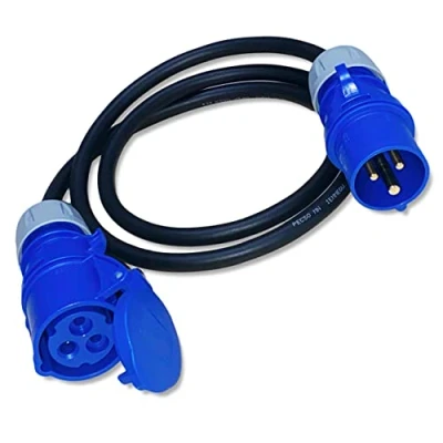 Abbildung von CEE Kabel 1,5 Meter Kupplung auf Stecker Adapter IP44 spritzwassergeschützt 230V / 16A 3 polig für Camping, Boot, Camper, Wohnwagen, Wohnmobil