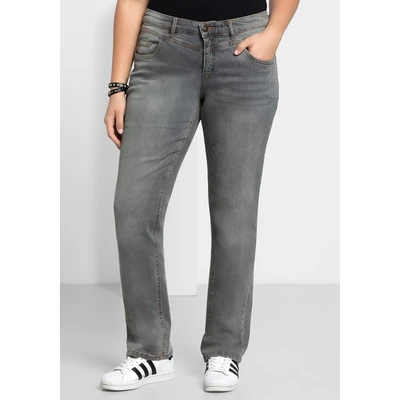 Abbildung von Sheego Stretch Jeans Große Größen »Die Gerade« mit Used Effekten