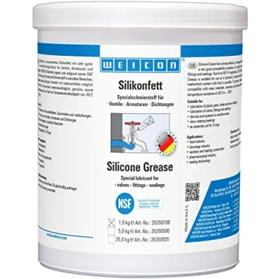 Abbildung von WEICON 26350100 Silikonfett 1 kg, Schmierstoff für Ventile, Armaturen und Dichtungen