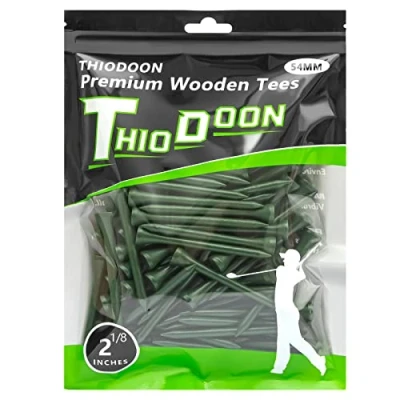 Abbildung von THIODOON Golf Tees,54mm weniger Reibung, Holz Tees, Training für Golfspieler, professionelle Tees aus Naturholz, 100 Stück Grün