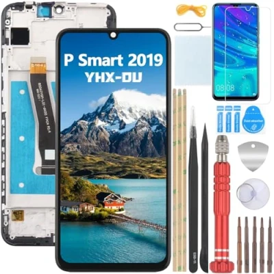 Abbildung von YHX OU 6.21&quot; Schwarz+Rahmen Display für Huawei P Smart 2019 POT LX3 LX1 AL00 LCD Touchscreen Ersatz Bildschirm Glas Assembly mit Werkzeug+ 1 Stück Schutzfolie
