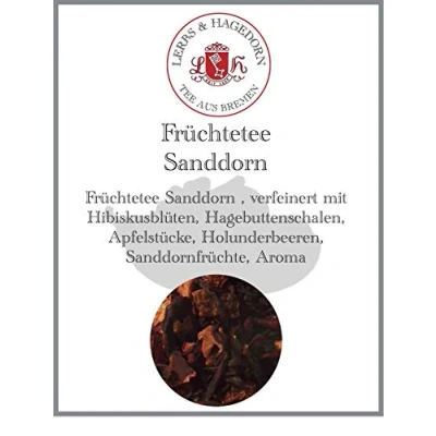 Abbildung von Lerbs &amp; Hagedorn, Früchtetee Sanddorn Runder Geschmack 250g (ca. 21 Liter) Hibiskusblüten, Apfelstücke, Holunderbeeren, Sanddornfrüchte
