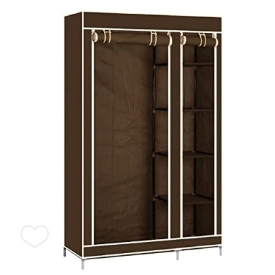 Abbildung von LANTUS XL Kleiderschrank Stoff Regal,Garderobenschrank,Campingschrank Stoffkleiderschrank mit Kleiderstange,Garderobe,DIY Innenraum Vlies,110 * 45 178cm Braun