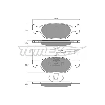 Abbildung von TOMEX brakes TX 11 87 Bremsbelagsatz Vorderachse inkl. Verschleißwarnkontakt FIAT: Punto II Schrägheck, Barchetta, Brava Schrägheck