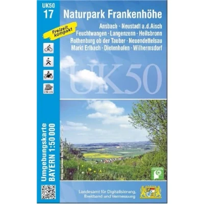Abbildung von UK50 17 Naturpark Frankenhöhe: Ansbach, Neustadt a.d.Aisch, Feuchtwangen, Langenzenn, Heilsbronn, Rothenburg ob der Tauber, Neuendettelsau, Markt ... Karte Freizeitkarte Wanderkarte)