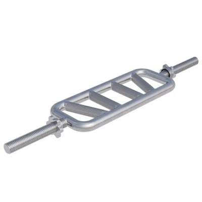 Abbildung von GORILLA SPORTS Trizepsstange Trizepstrainer Ø 30mm, bis 200 kg Belastbar, Rutschfest, Gerändelt, Chrom, (1 tlg., Rahmenhantel mit 2 Sternverschlüsse), Trizeps Hantelstange, Bizeps Stange, für Krafttraining, Gym