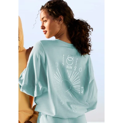 Abbildung von Buffalo Sweatshirt Loungeshirt mit großem Rückenprint Glanz Effekt, Loungewear