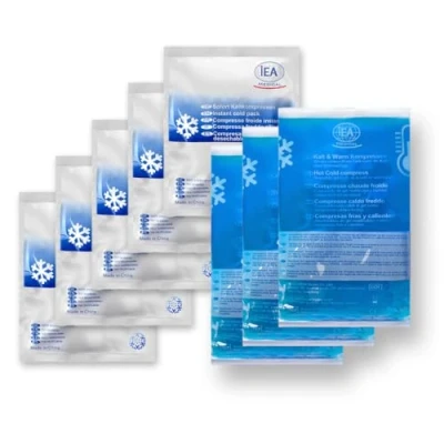 Abbildung von IEA Medical Bundle: Kalt Warm Kompressen Set Wiederverwendbare Gelkompresse (12x20 cm) &amp; 5x Sofort Kompresse für schnelle Schmerzlinderung bei Verletzungen, Sport Erste Hilfe