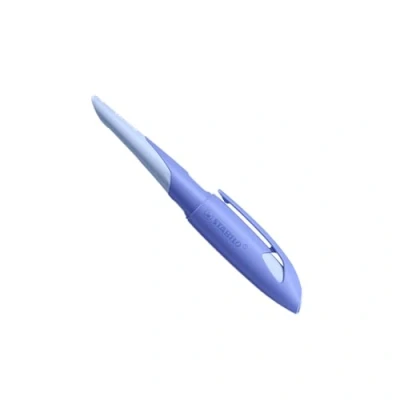 Abbildung von Ergonomischer Schulfüller für Linkshänder mit Standard Feder M STABILO EASYbirdy Pastel in blau/hellblau inkl. Patrone blau (löschbar)