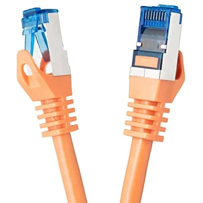 Abbildung von BIGtec 1m CAT.7 Patchkabel Netzwerkkabel Gigabit Patch DSL LAN Ethernet Kabel orange Kupferkabel doppelt geschirmt (RJ45 Stecker Cat 7 S/FTP PIMF)
