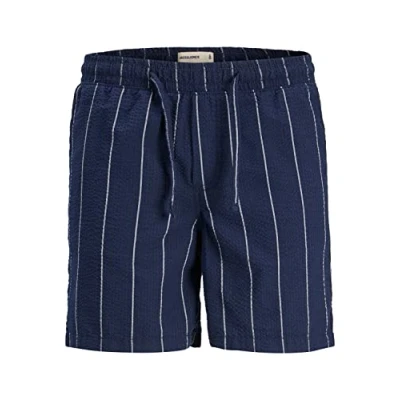 Abbildung von Jack &amp; Jones Jpstjeff Jjjogger Seersucker Shorts, Herren, Größe: 44, Navy blazer