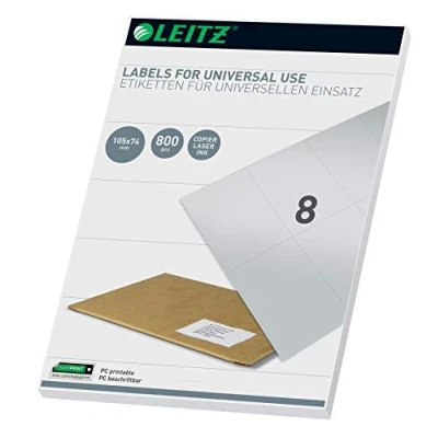 Abbildung von Leitz PC beschriftbare Universal Etiketten 105 x 74 mm, Weiß, 61740001