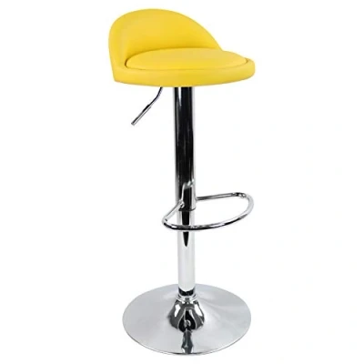 Abbildung von KKTONER Barhocker Tresenhocker höhenverstellbar 60 80cm mit Fußstütze PU Leder Gelb