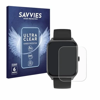 Abbildung von Savvies 6 Stück Schutzfolie für Yuede Smartwatch 1.96&quot; Displayschutz Folie Ultra Transparent