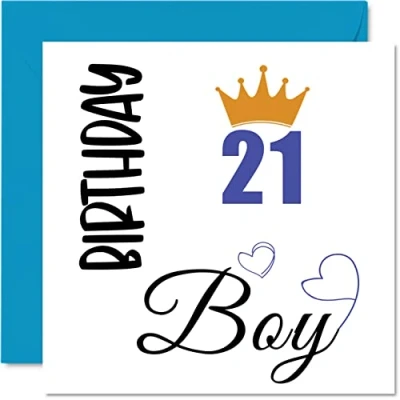 Abbildung von Geburtstagskarte zum 21. Geburtstag für Männer Happy Karten 21 Jahre alten Mann Sohn Bruder Enkel Cousin Freund Neffe, 145 mm x Twenty One First Grußkarten Geschenk