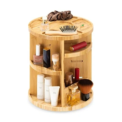 Abbildung von Navaris Make Up Organizer 360 drehbar Aufbewahrung für Kosmetik Parfüm Bambus, 1 tlg.