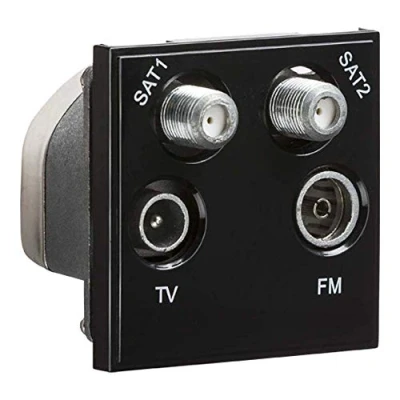 Abbildung von Knightsbridge NETQDBK Quadplexed SAT1/SAT2/TV/FM DAB Steckdosenmodul, Schwarz, 50 x mm