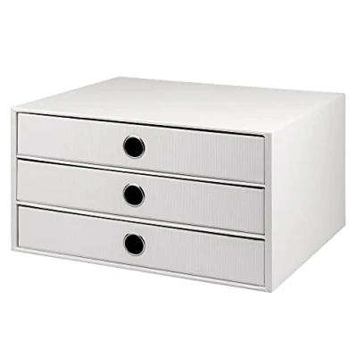 Abbildung von Rössler Papier 1524452093 S.O.H.O. 3er Schubladenbox für DIN A4, mit Griffloch, special edition white, 343 x 250 185 mm, 1 Stück
