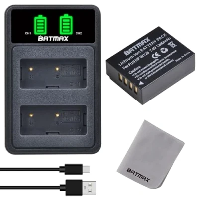 Abbildung von Batmax NP W126 W126S Akku und Ladegerät mit Typ C Anschluss Kompatibel Fuji X A1, E1, E2, M1, Pro1, HS30EXR, HS33EXR, HS50EXR, Fujifilm X100F X100V A20 T1 T2 T3