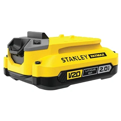 Abbildung von Stanley SFMCB202 XJ, Akku, Lithium Ion (Li Ion), 2 Ah, 18 V, Bohrer, Sander, Schwarz, Gelb