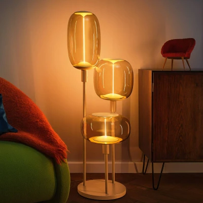 Abbildung von Ledvance Dekorative Stehleuchte mit 3x E27 Fassung, drei Ständer (Höhe 36cm, 59cm und 78cm), Beige, 1.8m Stromkabel, perfekt passende OSRAM 1906 LED Lampe separat erhältlich