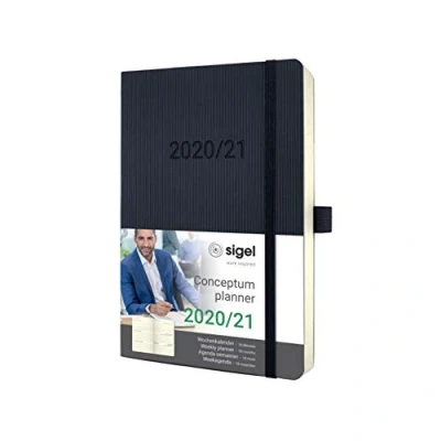 Abbildung von SIGEL C2106 Terminplaner Wochenkalender 2020/2021, 18 Monate, ca. A5, schwarzes Softcover, mit vielen Extras, Conceptum weitere Modelle