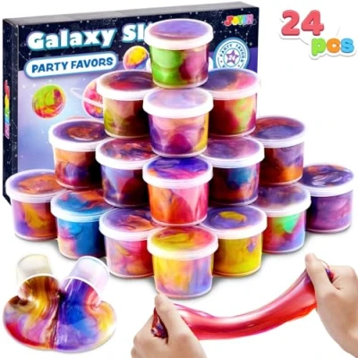 Abbildung von JOYIN Slime Kit, 24 Pack Galaxy Cup Partygeschenke Fluffy, Nicht klebrig, schmutzfrei, Schleim Kits für Mädchen und Jungen Kindergeburtstag Mitgebsel Set