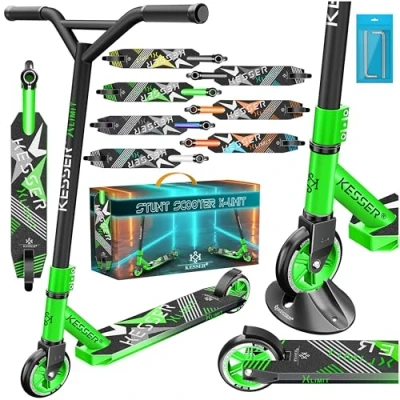 Abbildung von KESSER® Stunt Scooter X Limit 360 Lenkung Robuster Funscooter Stuntscooter mit ABEC 9 Kugellagern, 100 mm PU Räder, Kickscooter Tretroller Cityroller Trick Roller für Kinder Erwachsene, Grün