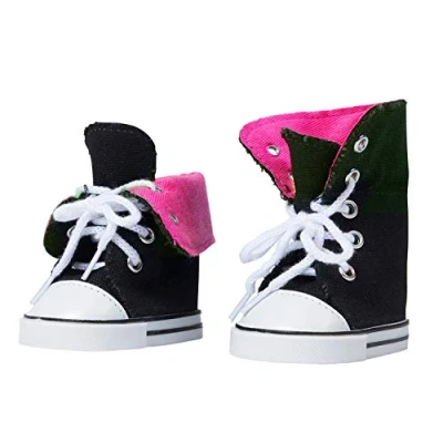 Abbildung von The New York Doll Collection Rosa Segeltuch Hochgeschnittene Turnschuhe Sportschuhe passen auf 18 zoll/46cm für Mode Mädchen Puppen Puppenschuhe Puppe