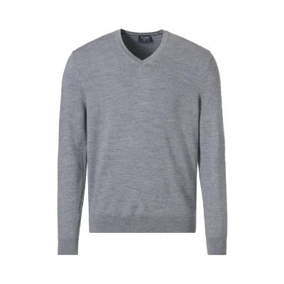 Abbildung von OLYMP Strick Pullover V Ausschnitt extrafeine Merinowolle hellgrau Gr. L
