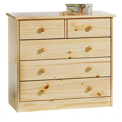 Abbildung von IDIMEX Kommode RONDO, Anrichte Sideboard, 5 Schubladen, Kiefer massiv, natur lackier