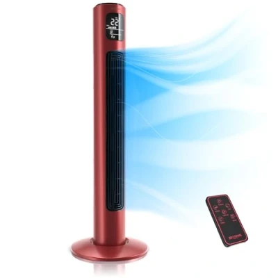 Abbildung von Brandson Turmventilator mit Fernbedienung Preisträger 2025 Oszilation 60 Standventilator mobiler Lüfter Säulenventilator 96 cm Ventilator 3 Geschwindigkeitsstufen GS rubinrot