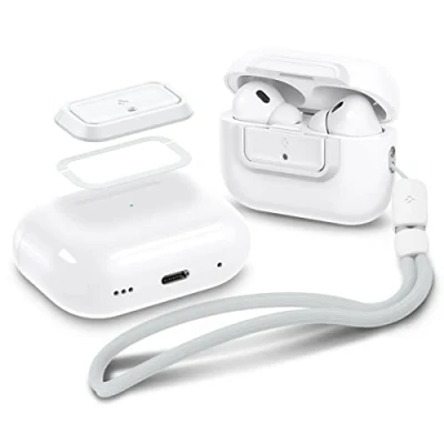 Abbildung von Spigen Lock Fit M [EZ FIT] Verriegelung Kompatibel mit AirPods Pro 2. Generation(2023/2022) / Pro(2019) Locking Module Handschlaufe Keine Hülle enthalten Weiß