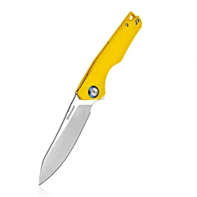 Abbildung von HARNDS Harvest Outdoor Messer mit Sandvik 14C28N Stahl Klappmesser G10 Griff für Camping Jagd Surviral Folding Knife (gelb)