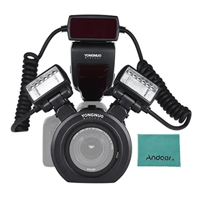 Abbildung von YONGNUO YN24EX E TTL Macro Speedlite 5600 K + 2 Blitzköpfe 4 Adapterringe für Canon EOS 6D 1Dx 5D3 7D 70D 80D Kameras