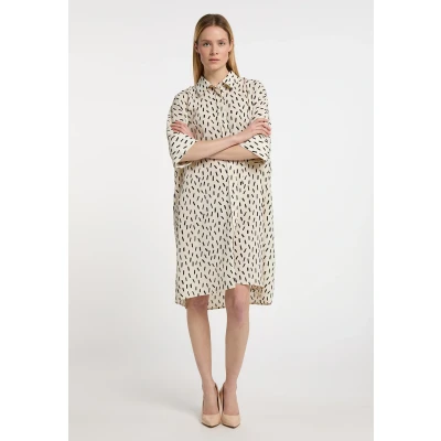 Abbildung von DREIMASTER Klassik Women&#039;s Shirt Dress S / Off White Schwarz 100% Polyester