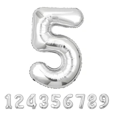 Abbildung von Geburtstag zahlen luftballon 5 jahre Silber Folienballon XXL Riesen in 40&quot; 101cm Geburtstagsdeko Ballon Zahl Deko zum .Fliegt mit Helium