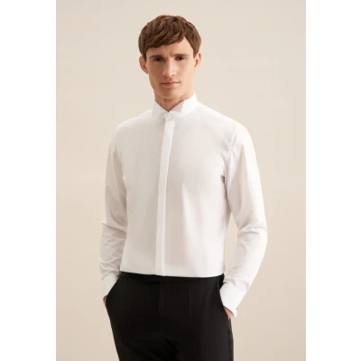 Abbildung von Seidensticker Herren Business Hemd Shaped Fit Bügelfrei Kläppchen Kragen Langarm Umschlagmanschette 100% Baumwolle Weiß (Weiss) 38