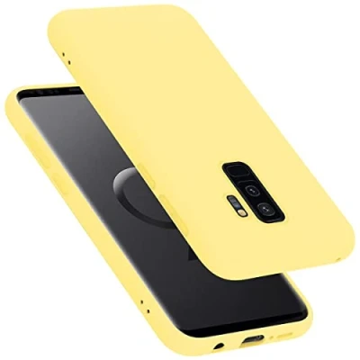 Abbildung von Cadorabo Hülle kompatibel mit Samsung Galaxy S9 Plus Silikon Handyhülle für Case aus flüssigem stoßfeste dünne TPU Schutzhülle Liquid GELB