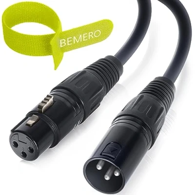 Abbildung von BEMERO Mikrofonkabel, Linekabel XLRf auf XLRm, 10 m, symmetrisch, 3 polig, schwarz