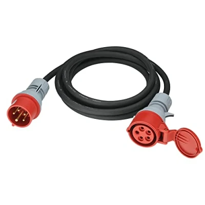 Abbildung von CEE Verlängerungskabel 0,5m Starkstromkabel H07RN F 5G 2,5mm² 400V 16A, 5 polig Verlängerung mit Phasenwendestecker, IP44 Starkstrom für Baustelle, Industrie, Außenbereich